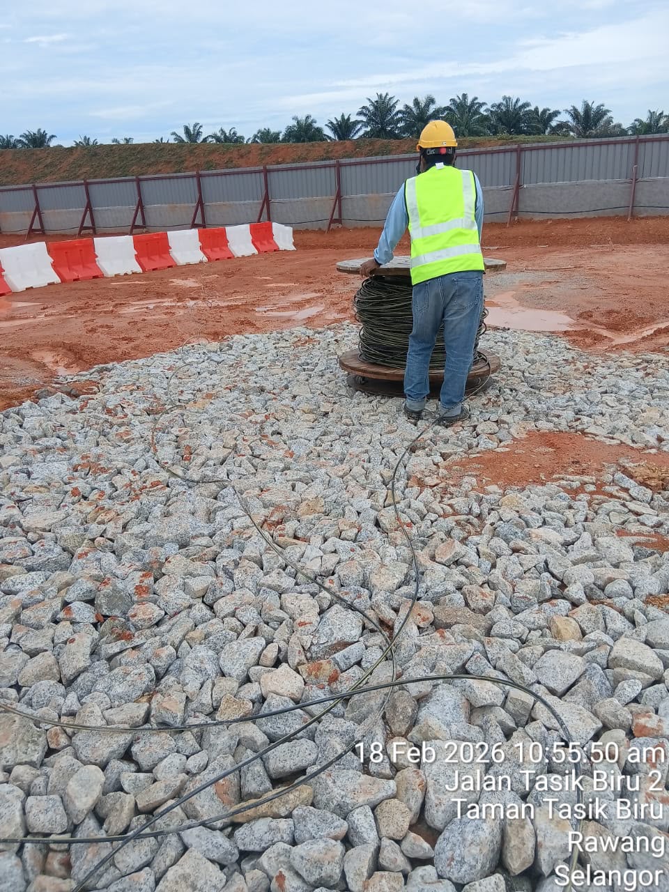 Fibre cable drum at an IT96 installation site